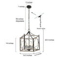 thumbnail image 2 of LNC 4-Light Black Square Farmhouse Chandelier Lamp with Wood Accent, LED Kitchen Island Light, 2 of 10