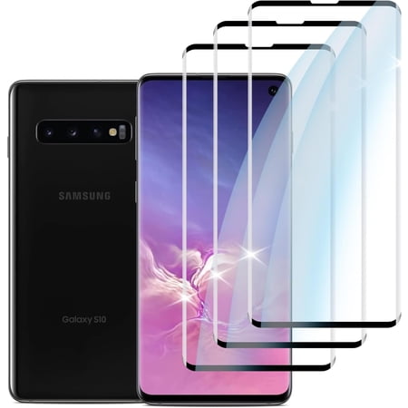【3-PACK】 Designed for Samsung Galaxy S10 Screen Protector Case Friendly, 3D Curved, Screen Protector Galaxy S10 Tempered Glass cell Phone Film HD Clear