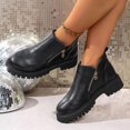 thumbnail image 6 of Kopltyrfg Ankle Boots for Women Low Heel Suede Platform Heeled Short Booties Chunky Heel Side Zipper Round Toe Lug Sole Fall Boots Non Slip Outdoor Walking Shoes (Black,36), 6 of 7