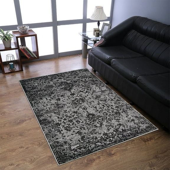 RUGSOTIC CARPETS MACHINE MADE HEATSET POLYPROPYLENE AREA RUGS - 8'x10', Rectangle Shape, Silver Color, Contemporary Modern Design, High Pile Machine Made Area Rugs for Living Room, Bed Room (M00045)