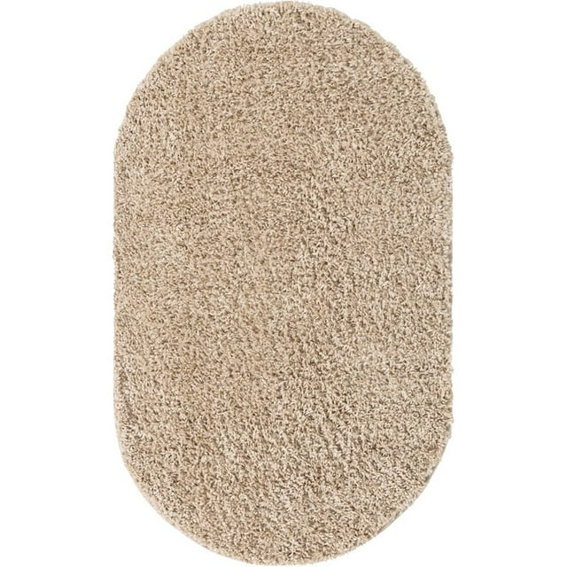 Unique Loom Davos Shag Soft & Cozy Area Rug 7' 10 x 10' Oval Linen