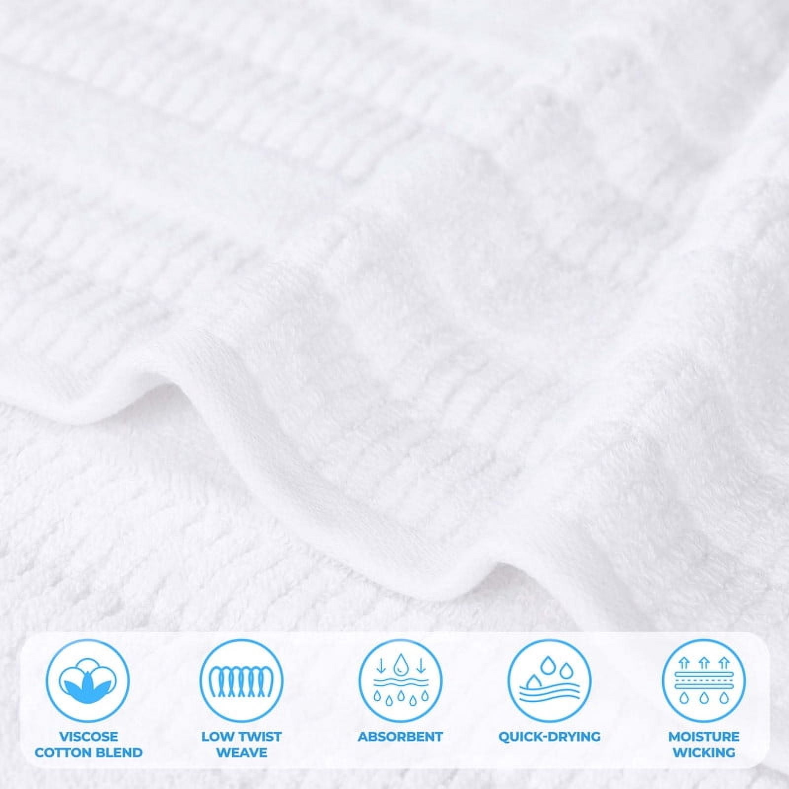 Superior Mika Smart Twist Cotton Medium Weight Bath Sheets, Set of 2, Quick Dry Towels, White
