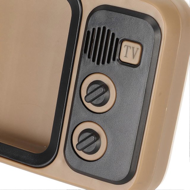 TV Style Phone Holder Retro Scratch Resistant Decorative Desktop Mobile Phone Stand for Home Dorm Coffee Color