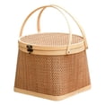 thumbnail image 1 of 1Pc Household Handle Basket Bamboo Woven Storage Basket Storage Container, 1 of 6