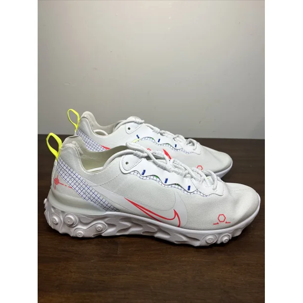 Nike Men’s React Element 55 CU3009-101 Shoes White/Laser Crimson-Racer Blue