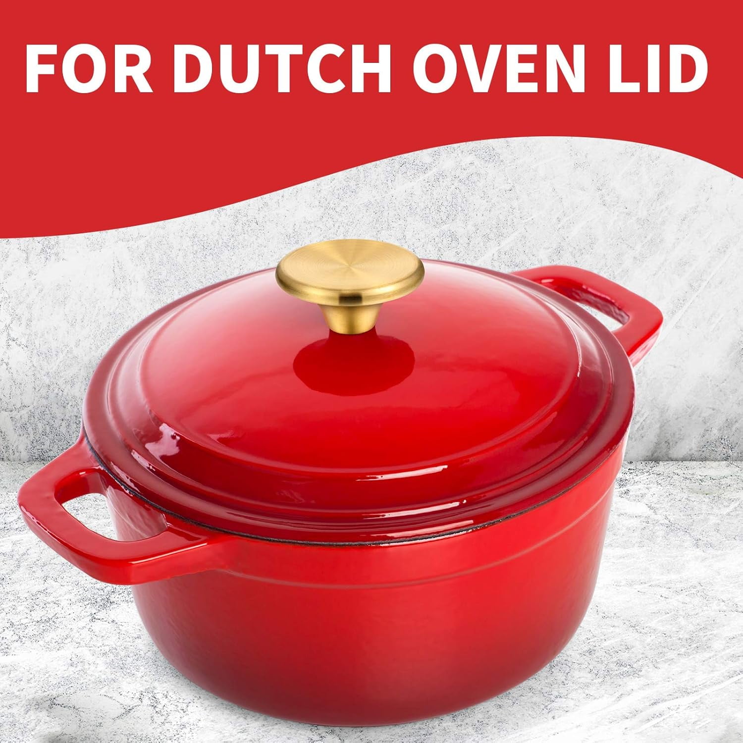Dutch Oven Knob Stainless Steel Replacement Knob Pot Lid Handle Compatible with Le Creuset, Aldi, Lodge and Other Enameled Cast-Iron Dutch Oven (Gold)