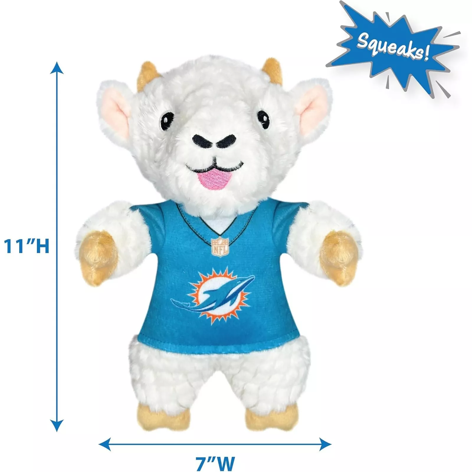 Pets First NFL Goat Plush Toys for Dogs & Cats Dog Chew Toys with Inner Squeaker