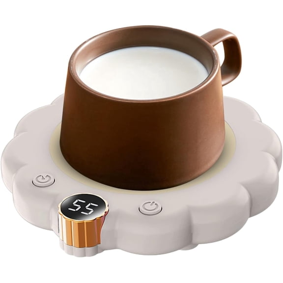 Electric Mug Warmer for Desk with 3-Speed Temperature Control & 4-12H Timer, Digital Display, Non-Slip Mug Heating Pad for Coffee Tea Milk (White)