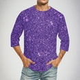 thumbnail image 2 of Maean Men Big and Tall Shirts Sequin Printed Crewneck 3/4 Sleeve Causal Tshirts Nightclub Party Shirt Top, 2 of 5