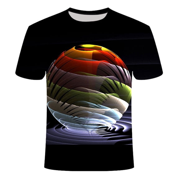 T-Shirt 3D Printed Simple Casual Men's T-Shirt 3D Digital Printing T-Shirt Swirl Pattern Men and Women Couple Tops