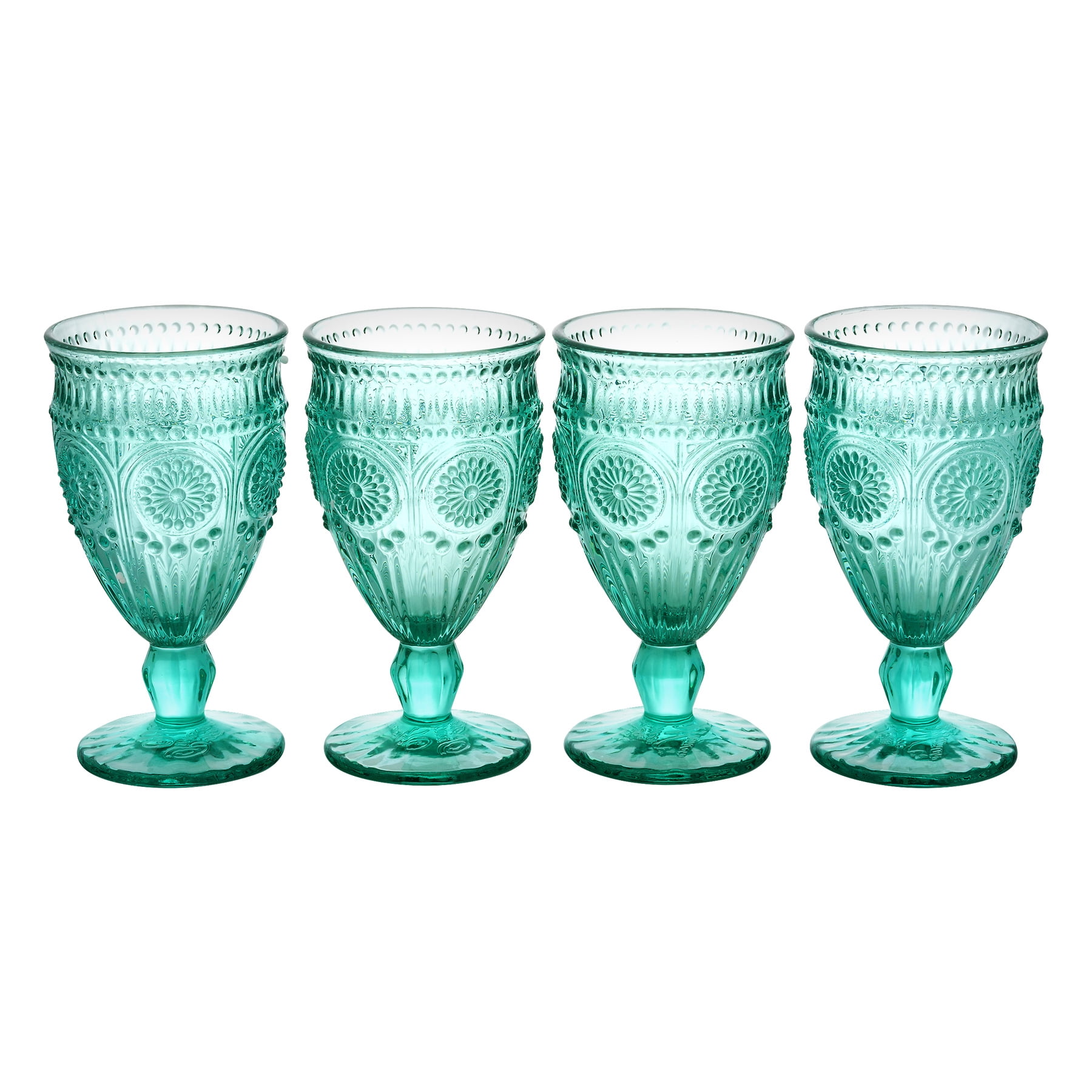 The Pioneer Woman Adeline 16oz Emboss Glass Tumbler Set of 4 for sale online Turquoise 