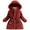 Red, variant on QWIED Girl Winter Coats Heavyweight Hooded Puffer Jacket Kid Parka Snow Outwear Size 3-4
