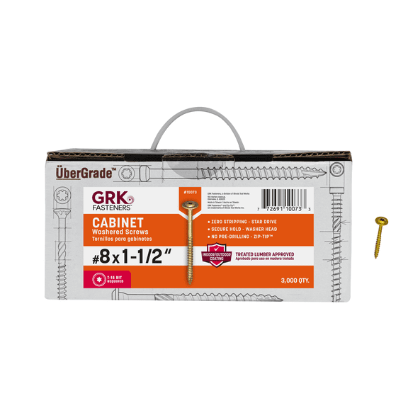 GRK CAB8112B Cabinet Bulk 8x1-1/2" Screws, 3000 Screws/Box