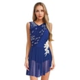 thumbnail image 1 of Sxiwei Robes de Danse Lyrique pour Femmes Sans Manches Ourlet Irrégulier Strass Brillants Robe Performance de Scène Bleu Marine G, 1 of 5