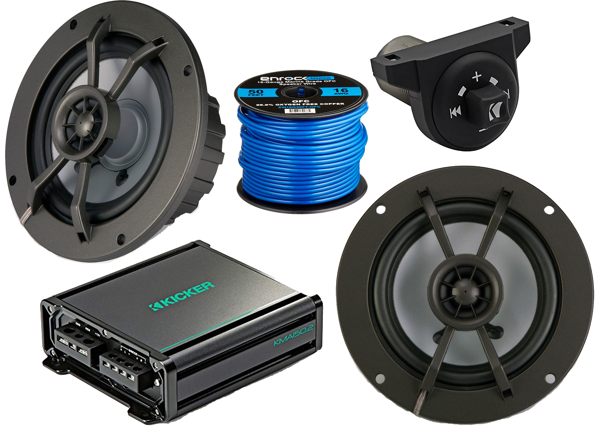 New Kicker WeatherProof Bluetooth Interface Polaris Fit Controller, 2x60Watt 2Channel Weather