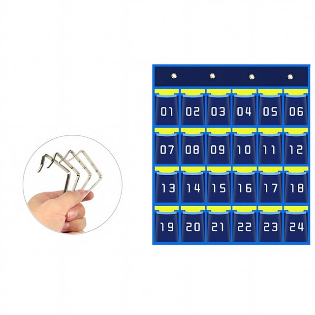 Muka Numbered Pocket Chart, Wall Pocket Organizer for Cell Phones Calculator Holders, 24 Pockets