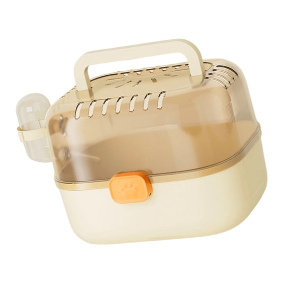 Hamster Travel Carrier, Yellow PP Portable Cage with Attached Water Bottle for Short Trips and Daily Care