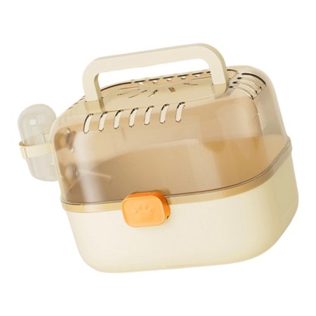 Hamster Travel Carrier, Yellow PP Portable Cage with Attached Water Bottle for Short Trips and Daily Care