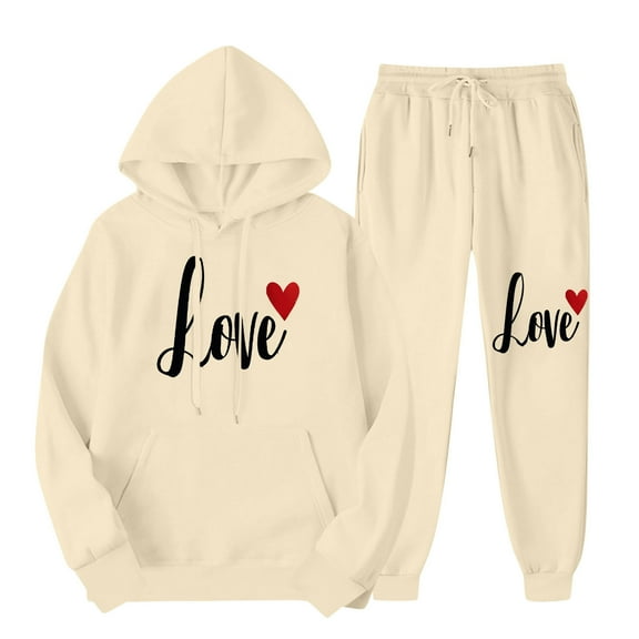 BVOFAR Women's Sweatsuits 2 Piece Set Letter Print Long Sleeve Hoodies Jogger Sweatpants Casual Comfy Tracksuits with Pockets