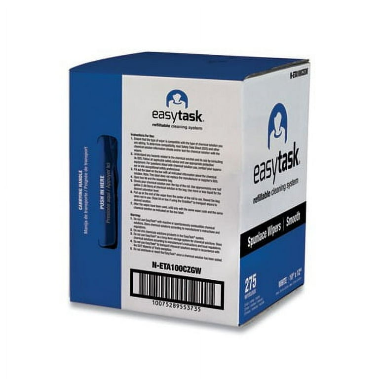 Easy Task A100 Wiper, Center-Pull, 1-Ply, 10 x 12, White, 275 Sheets/Roll with Zipper Bag, 6 Rolls/Carton Easy Task A100 Wiper, Center-Pull, 1-Ply, 10 x 12, White, 275 Sheets/Roll with Zipper Bag, 6 Rolls/Carton