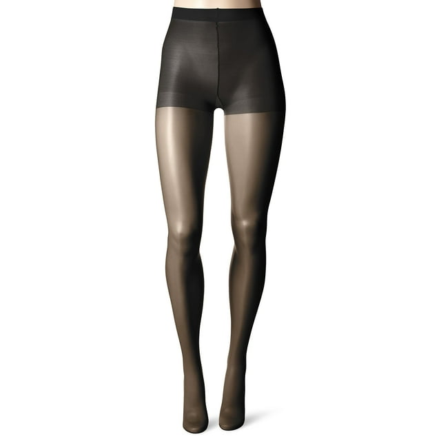 Hanes Women's CD Silk Reflections Sheerest Support Control Top Sheer Toe Pantyhose, Jet Black, 1