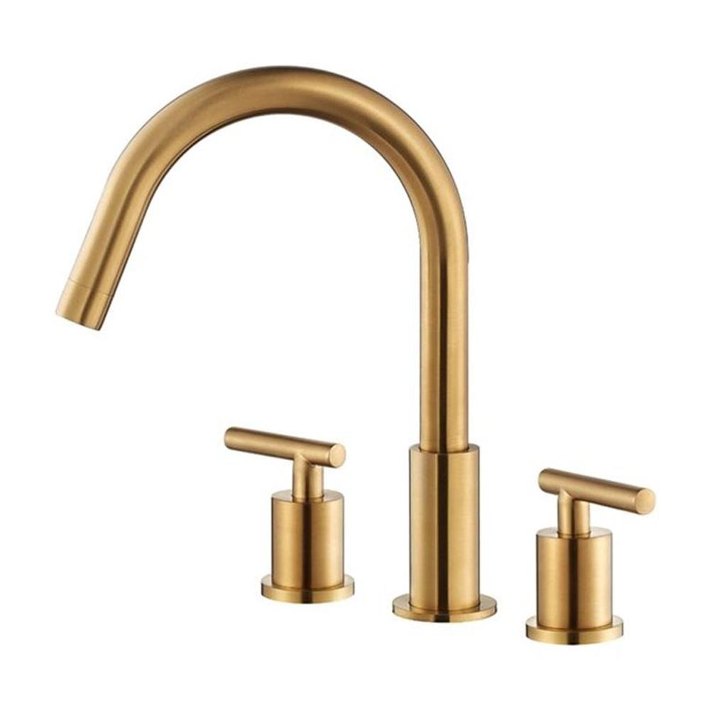 Vinnova 114123-BAF-BG Lodosa Widespread Brushed Gold Bathroom Basin Sink Faucet