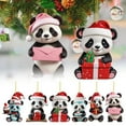 thumbnail image 5 of Panda with Santa Hat Christmas Ornaments 2D Acrylic Cute Cartoon Xmas Tree Hanging Decorations for Holiday Party New Year Supplies Home Decor and Panda Lover Gifts, 1PC, 5 of 5