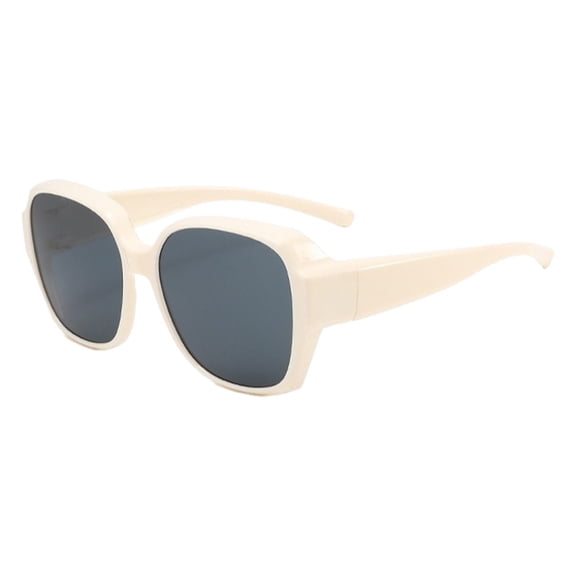 1Pc Beige 59mm Oversized Fit Over Sunglasses, Polarized UV400 Wear Over Prescription Glasses, Trendy Wrap Driving Shades for Women