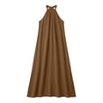 thumbnail image 4 of Tqcoqu Sleeveless Long Dress for Women,Boho Halter Maxi Sundress Casual Loose Dresses,Khaki Women's S-XXL, 4 of 7