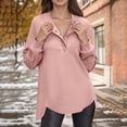 thumbnail image 3 of Women's Fashion Women's Lightweight Long Sleeve Pullover With Pockets Preppy Graphic Hoodie, Solid Color Fall Winter Sweatshirt with Button Details for Stylish Outfits,Pink,M, 3 of 7