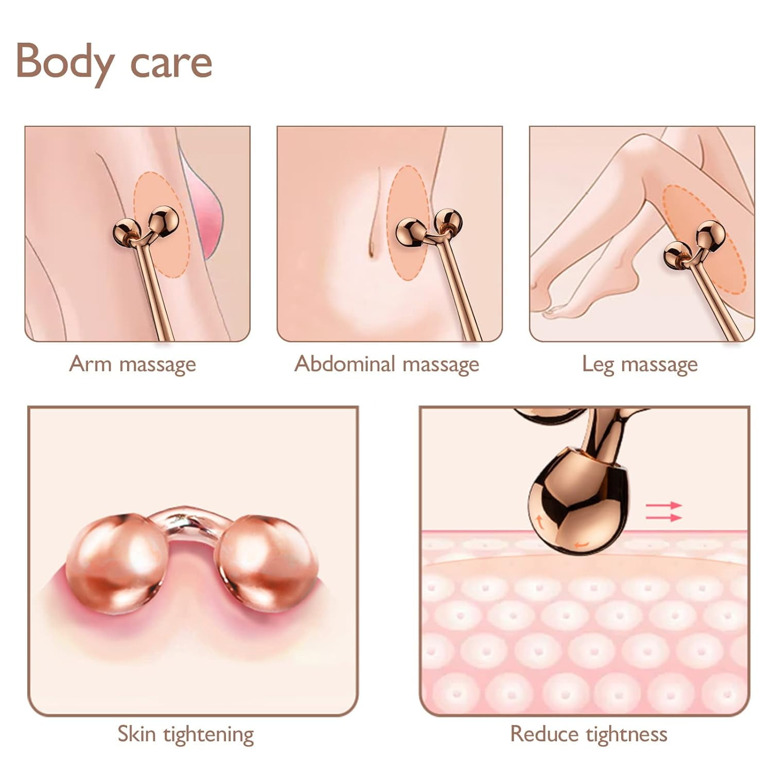 Face Roller, Facial Metal Massager, Massage Tool for face (Rose)