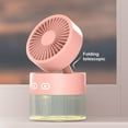 thumbnail image 4 of USB Humidifying Desk Fan - 3-Speed Cooling Fan with Atomizer, Foldable & Adjustable, Quiet 22dB, Night Light, Type-C Rechargeable (Pink), 4 of 6