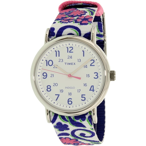 Women's Weekender Watch, Blue Swirl Nylon Slip-Thru Strap