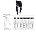 thumbnail image 4 of 3 estilos hombres elástico rasgado ajustado Biker bordado estampado Jeans desgastado agujero tapado Slim Fit Denim rayado alta calidad Jean, 4 of 4