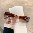 thumbnail image 2 of Typpkmm Rectangle Fashion Rimless Sunglasses for Women Men Gangster 90s Frameless Shades Retro Vintage Trendy Wooden Frame Eyewear, 2 of 7