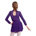 thumbnail image 2 of iEFiEL Girls Long Sleeve Dance Skirted Leotard Figure Ice Skating Gymnastics Leotard Dress Ballerina Dancewear Purple 14, 2 of 7