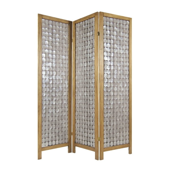 Sg-285 Princessa 3 Panel Screen Room Divider With Sandy Brown Finish