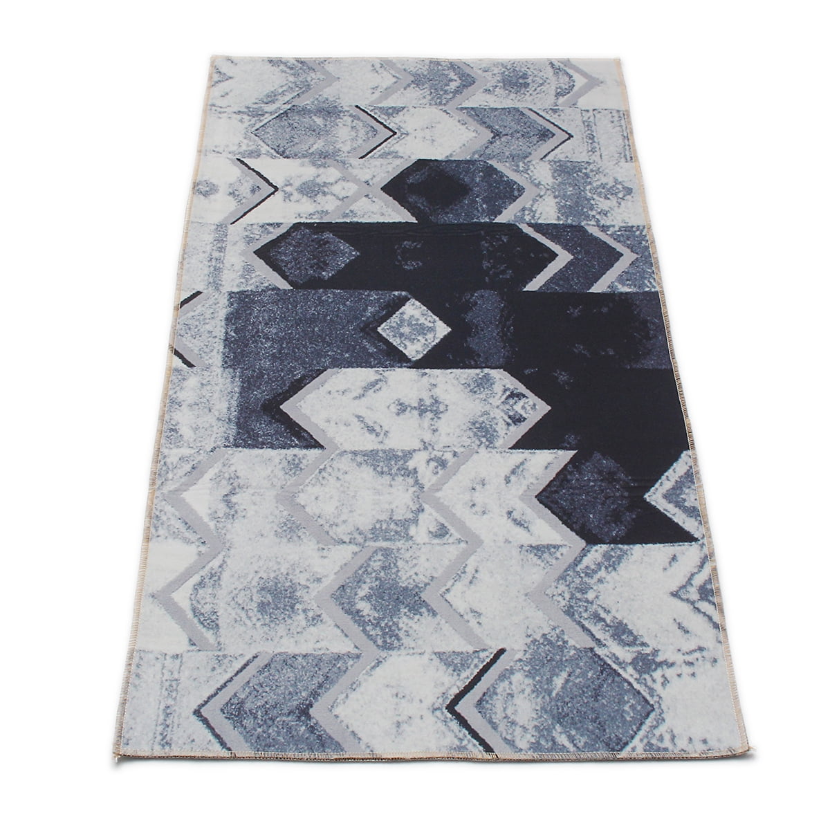Abstract Modern Area Rug Black Grey Silver Floor Carpet Rug Mat For