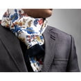 thumbnail image 1 of White Multi Color Floral Mens Silk Scarf - Designer neck scarf for winters, 1 of 1