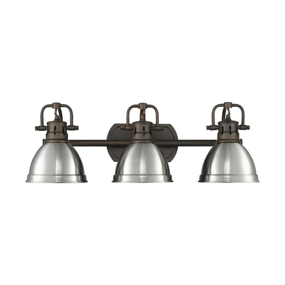 Yep by Golden Lighting Duncan 3-light Vanity in Rubbed Bronze and Pewter shade