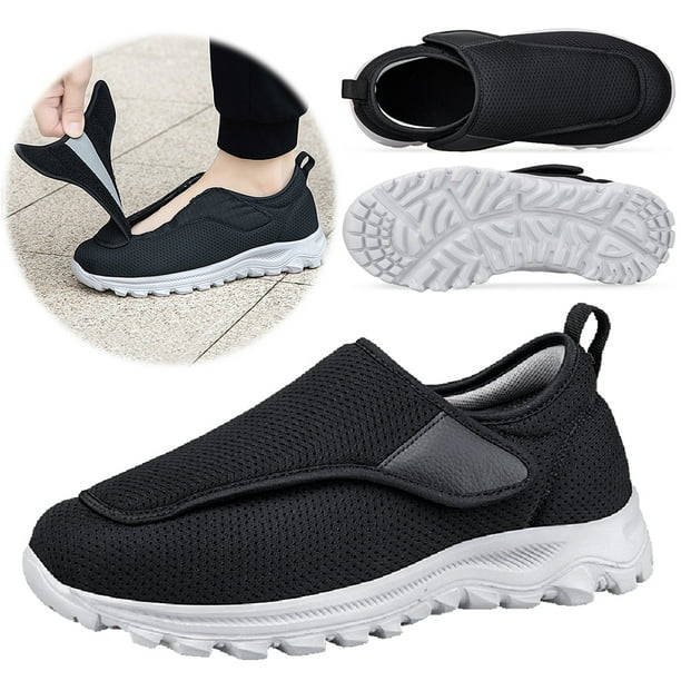 Ligeras para Edema Zapatos Ortopédicos Sin Cordones Anchos Hombres Diabéticos Con Cierre Ajustable Absorción Impactos Fascitis Plantar
