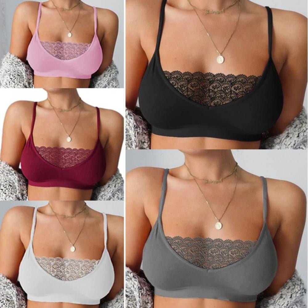 5Pack Lace Bralettes for Women Padded Sports Bra Seamless Women’s Tank Tops Wirefree Comfort