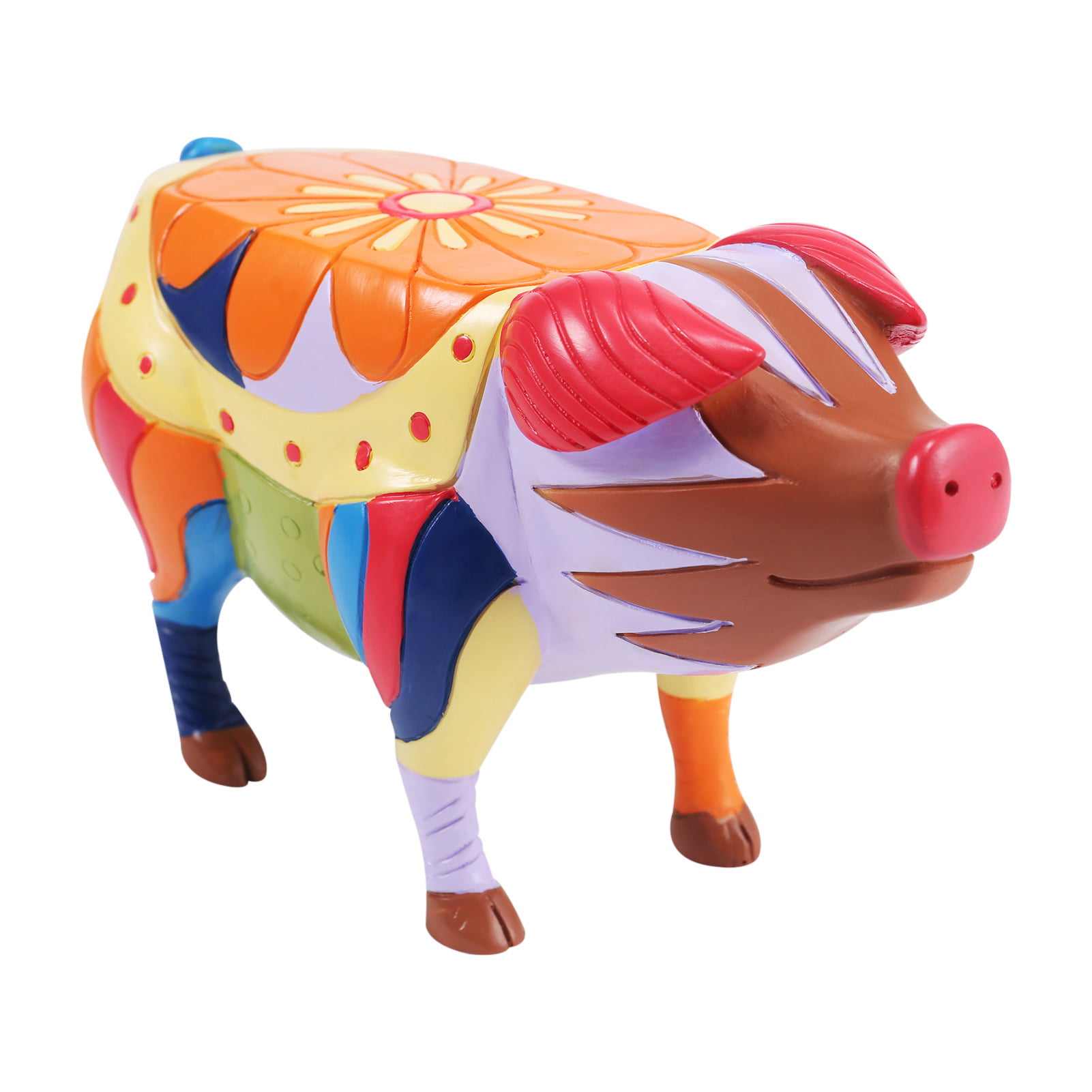YWYU Folk Art Pig Side Table,Patio Side Table Colorful Folk Art Patio Furniture Animal Resin Statues,Sculptures Crafts for Garden Courtyard Landscape