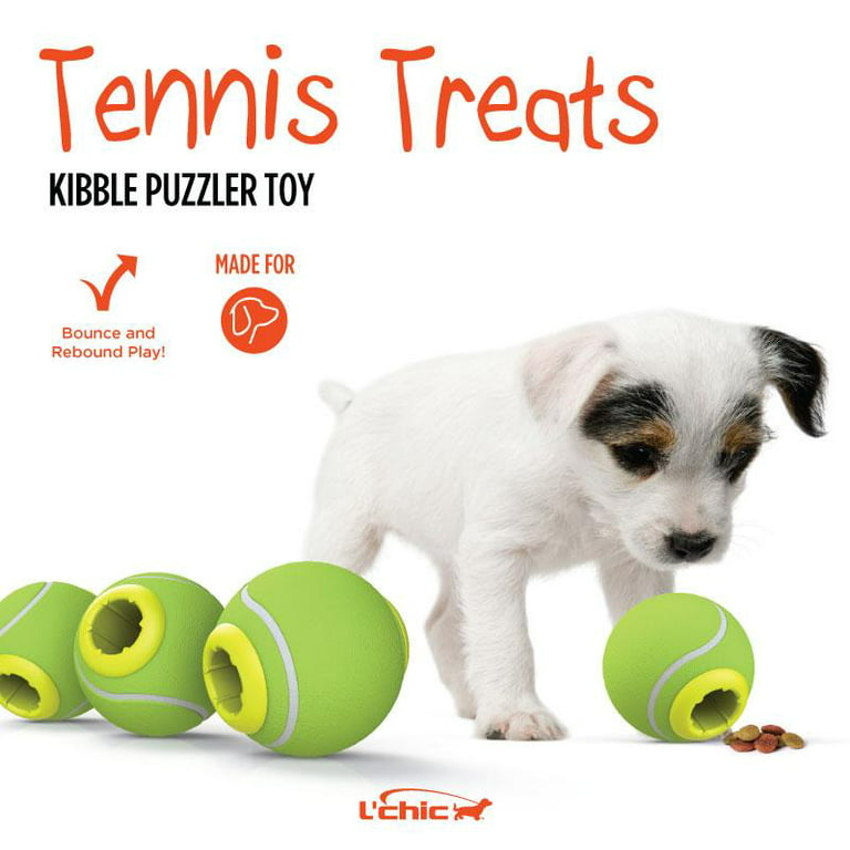 Tennis Ball Dog Treat Toy, Kibble Puzzler Toy with 3 Tennis Balls