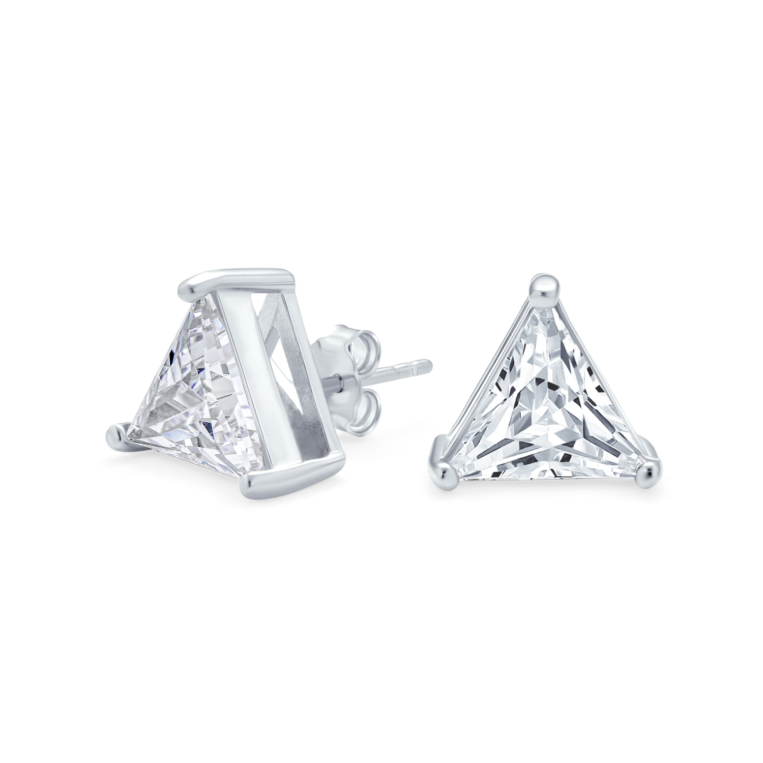 Girls Triangle Crystal Ear Studs 925 Sterling Silver Nb Of Crystal Stones 20 