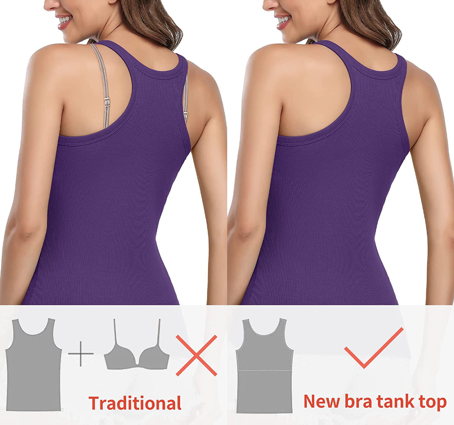 Dt138 Women Tank Top with Padded Shelf Bra U Back Workout Yoga Tops  Undershirt Buttery Soft High Impact Workout Vest Top - China T-Shirt and  Clothing price