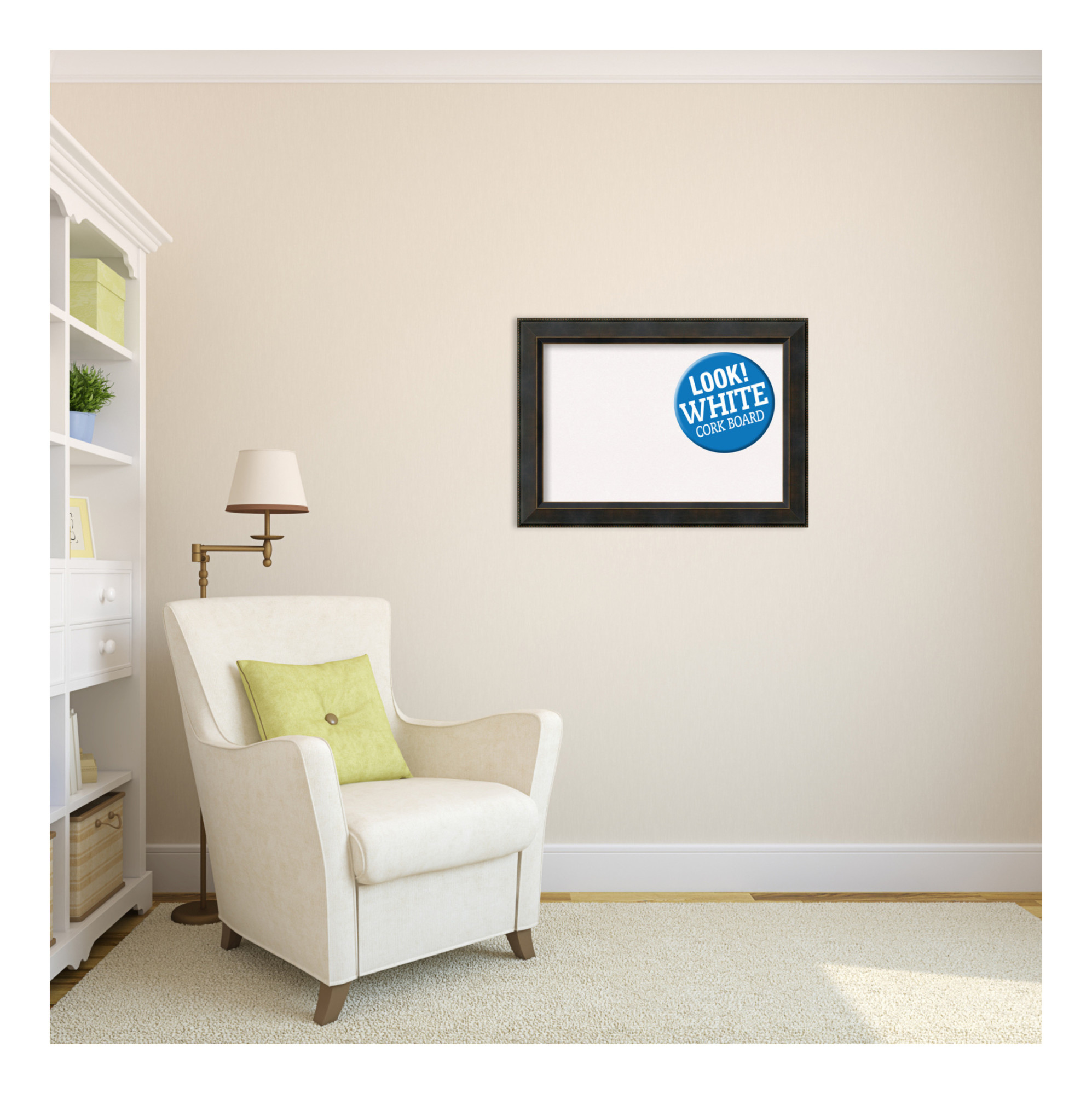 Amanti Art Natural Cork Board Wood Framed Signore Bronze Bulletin Board 28 in. x 20 in.