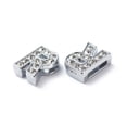 thumbnail image 2 of 20 pc Alloy Initial Slide Charms with Grade A Rhinestones for Personalized Name Necklaces Making Lead Free & Nickel Free Platinum Letter.R 12~13x8~13x4~5mm Hole: 8x2mm, 2 of 4
