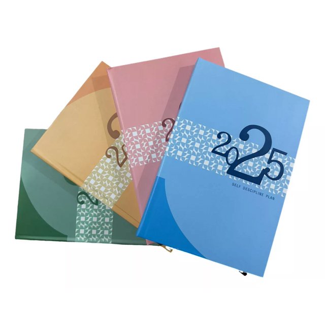 Agenda Diaria 2025 Pasta Dura Color Azul Rosa Amarillo Verde