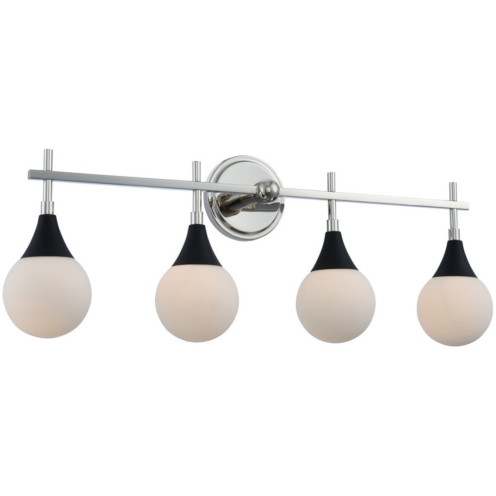 Bathroom Vanity 4 Light Fixtures With Matte Black with Polished Nickel
